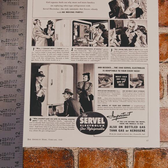1940 Vintage Servel Gas Refrigerator Print Ad Retro Kitchen Appliance Decor - Picture 13 of 16